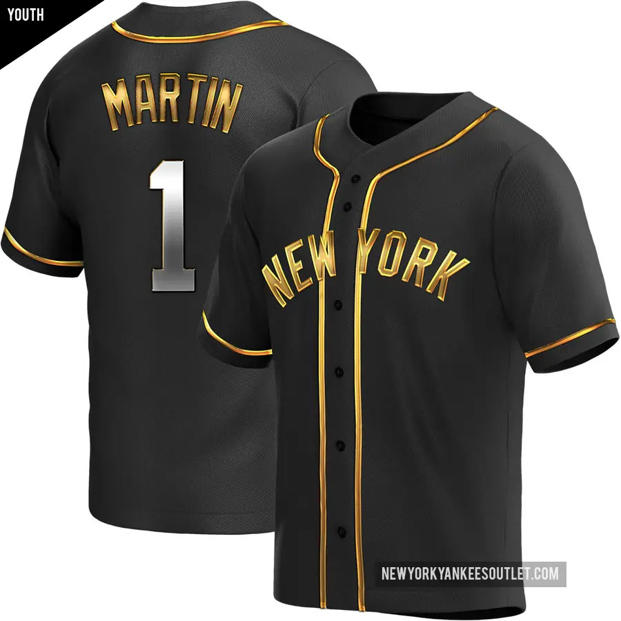 Youth New York Yankees ＃1 Billy Martin Replica Gold Black en Alternate Jersey