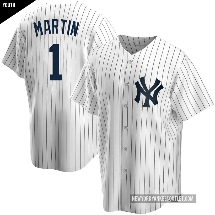 Youth New York Yankees ＃1 Billy Martin Replica White Home Jersey