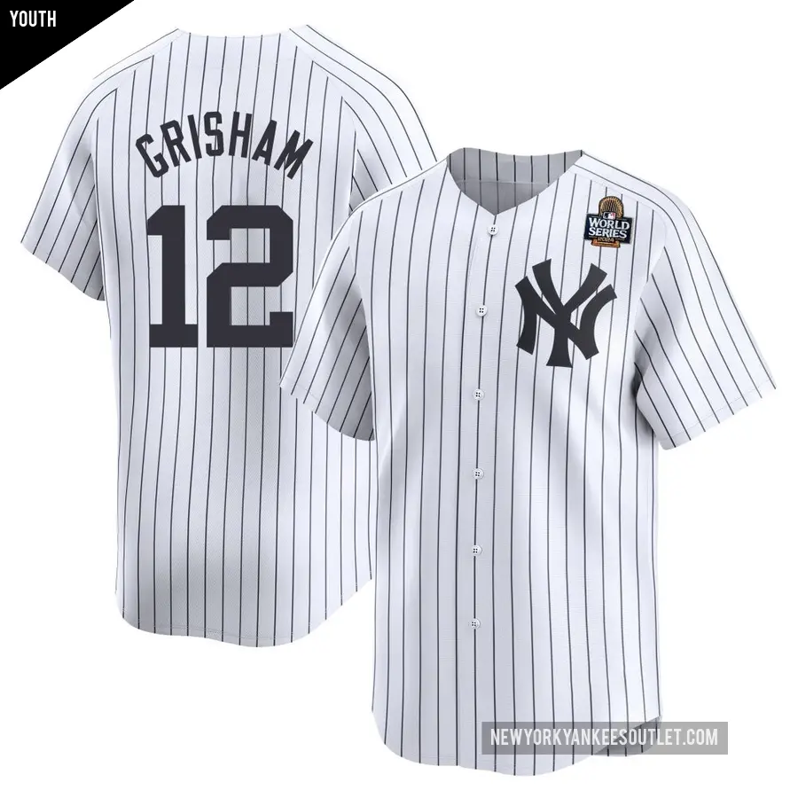 Youth New York Yankees ＃12 Trent Grisham Limited White Yankee Home 2024 World Series Jersey