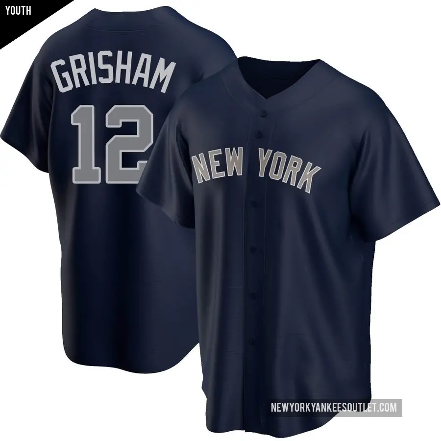 Youth New York Yankees ＃12 Trent Grisham Replica Navy Alternate Jersey