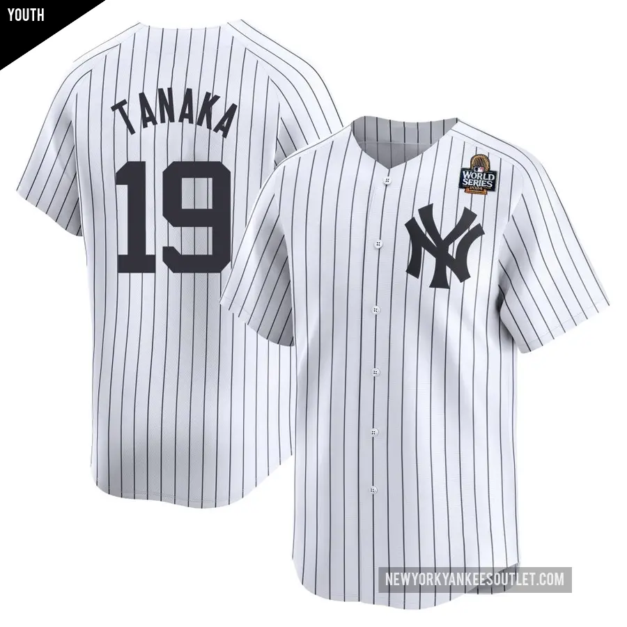 Youth New York Yankees ＃19 Masahiro Tanaka Limited White Yankee Home 2024 World Series Jersey