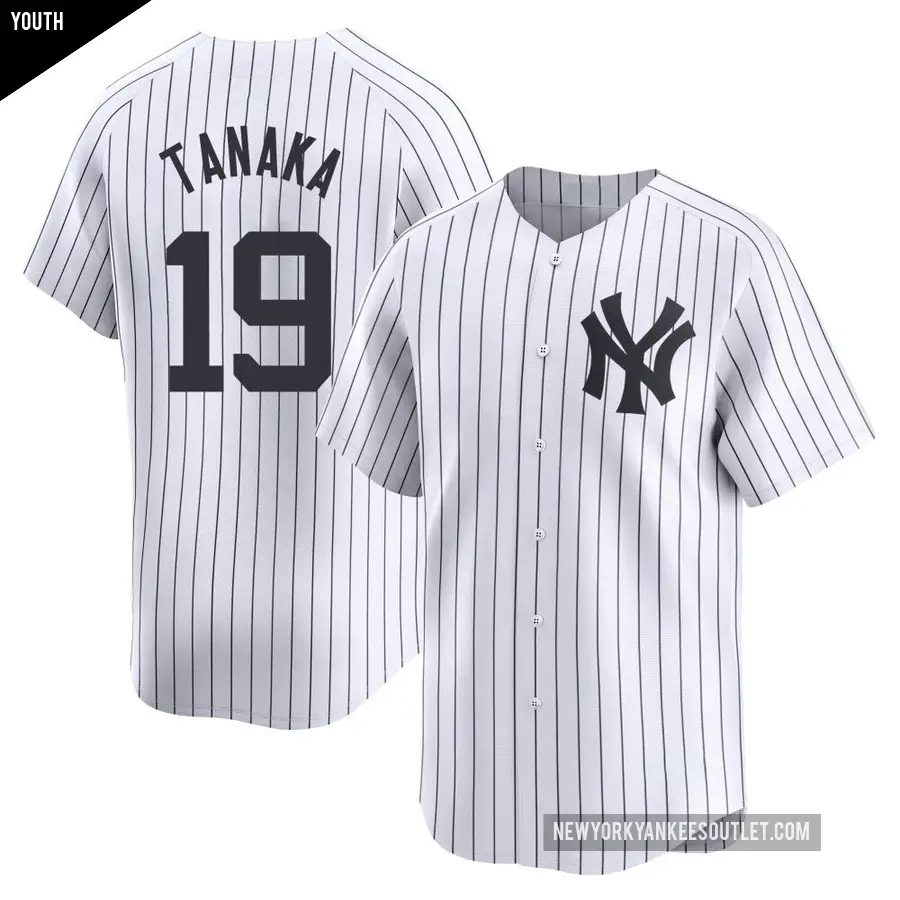 Youth New York Yankees ＃19 Masahiro Tanaka Limited White Yankee Home Jersey