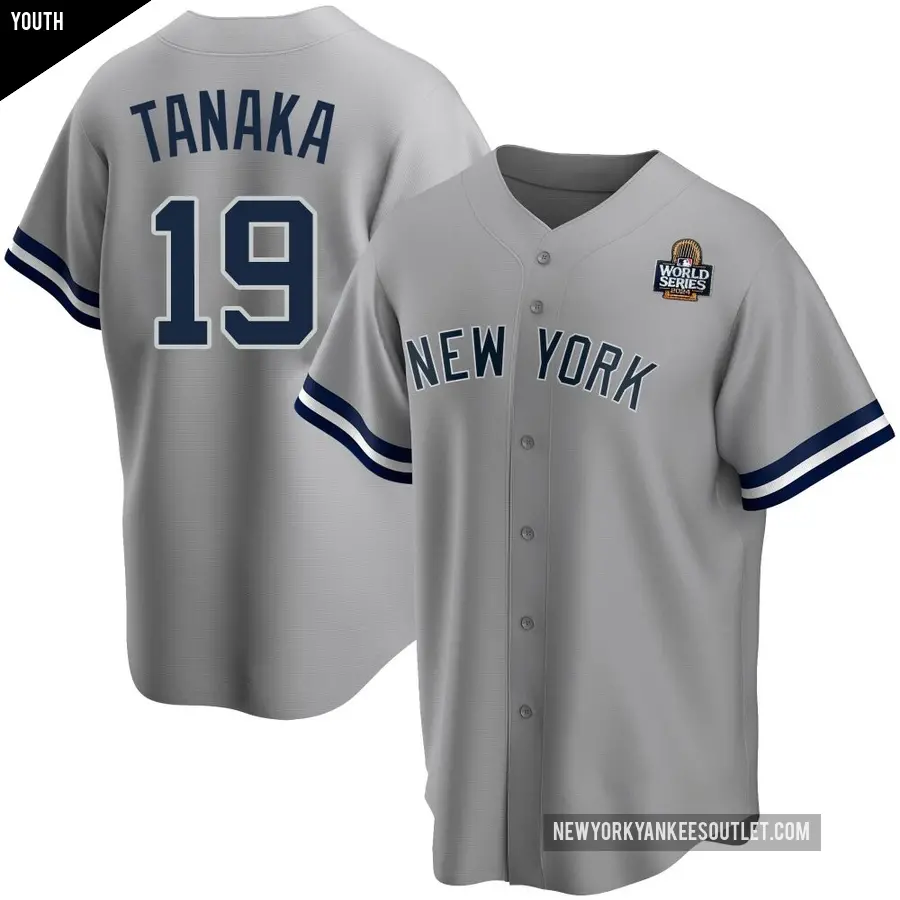 Youth New York Yankees ＃19 Masahiro Tanaka Replica Gray Road Name 2024 World Series Jersey