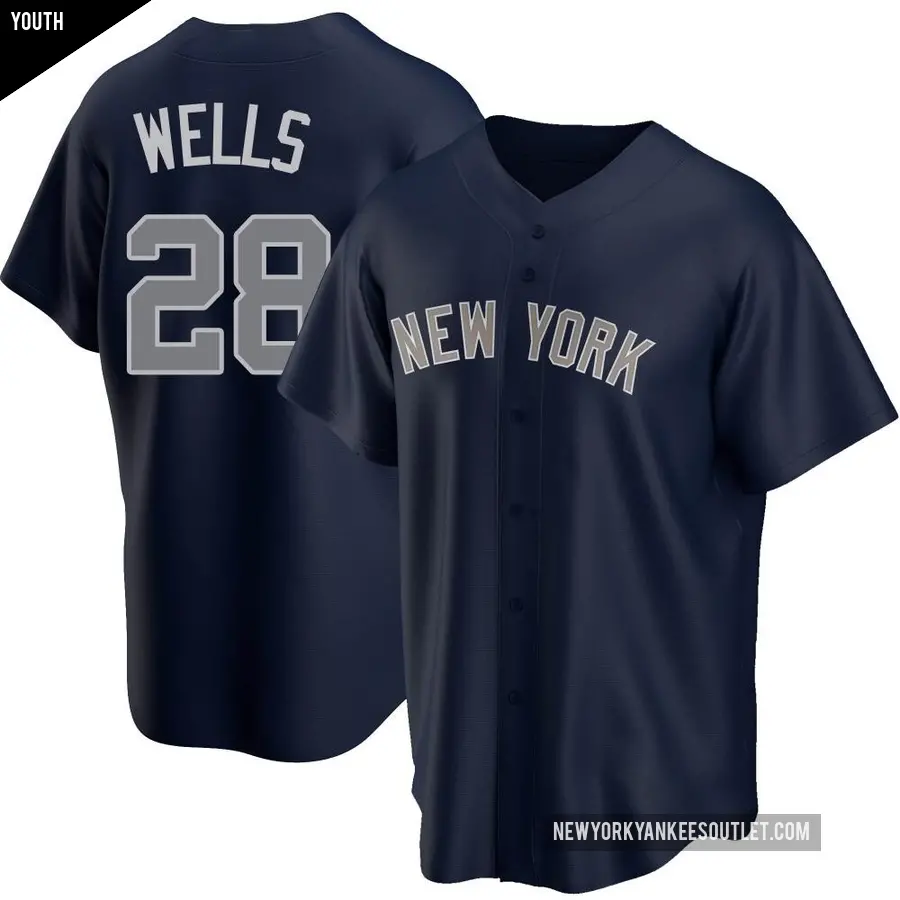 Youth New York Yankees ＃28 Austin Wells Replica Navy Alternate Jersey