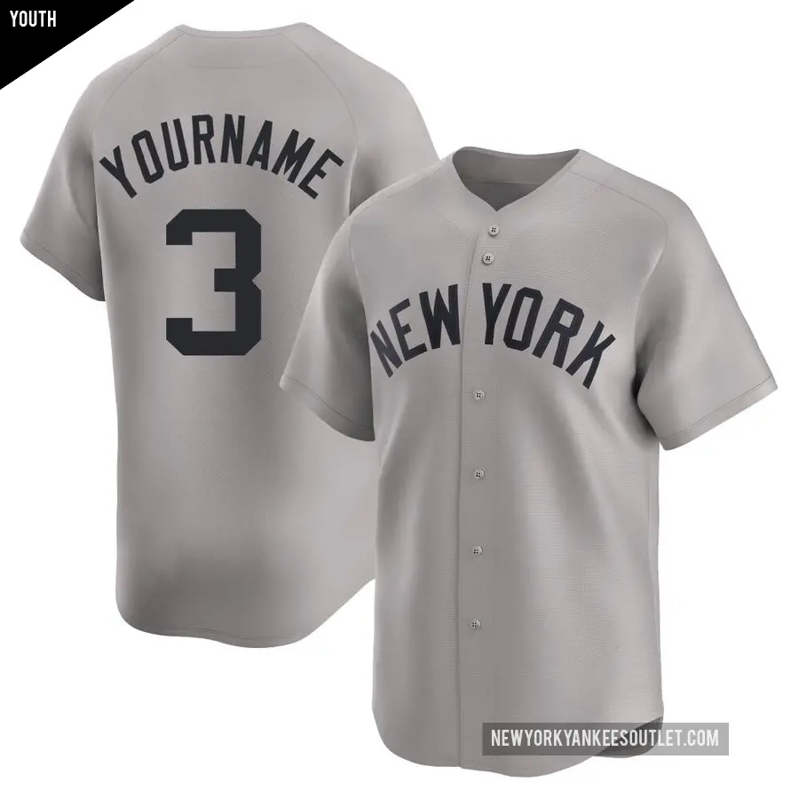 Youth New York Yankees ＃3 Babe Ruth Limited Gray Away Jersey