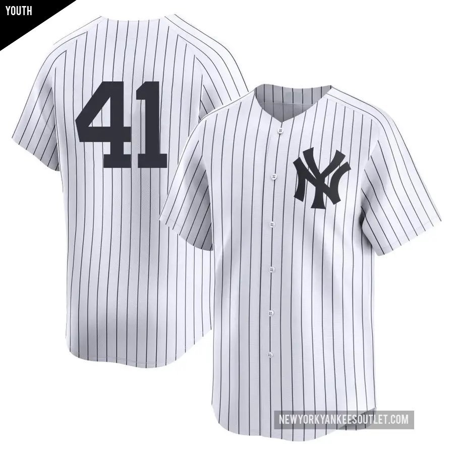 Youth New York Yankees ＃41 Tommy Kahnle Limited White Yankee Home 2nd Jersey