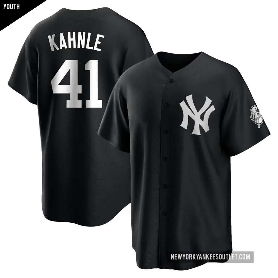 Youth New York Yankees ＃41 Tommy Kahnle Replica Black/White Jersey