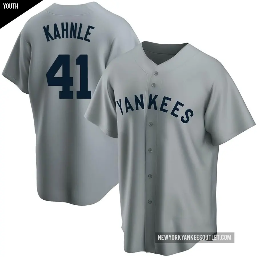 Youth New York Yankees ＃41 Tommy Kahnle Replica Gray Road Cooperstown Collection Jersey