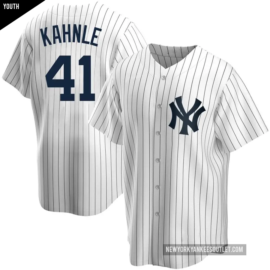 Youth New York Yankees ＃41 Tommy Kahnle Replica White Home Jersey