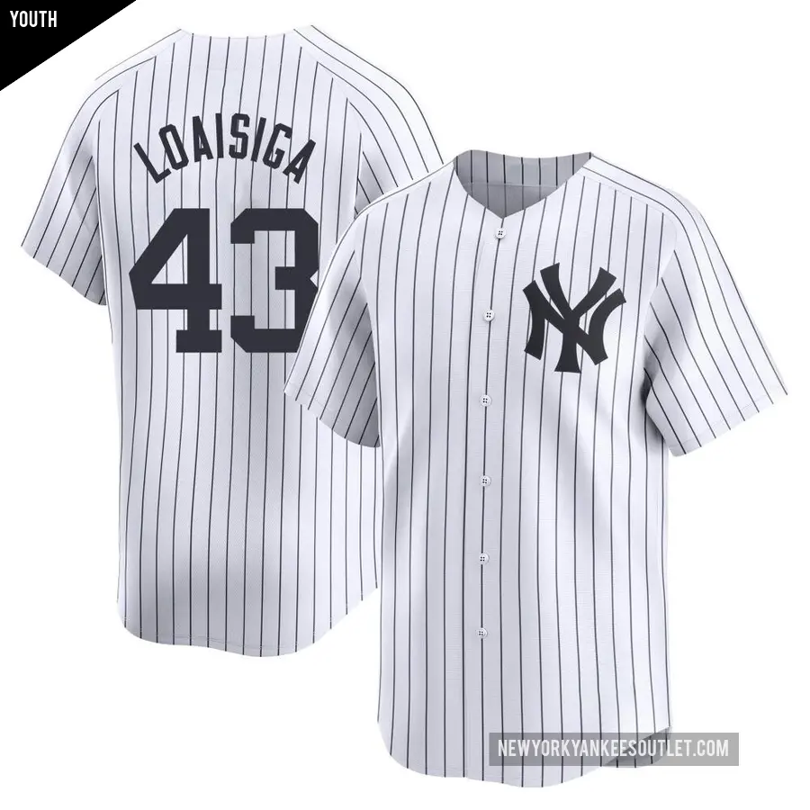 Youth New York Yankees ＃43 Jonathan Loaisiga Limited White Yankee Home Jersey