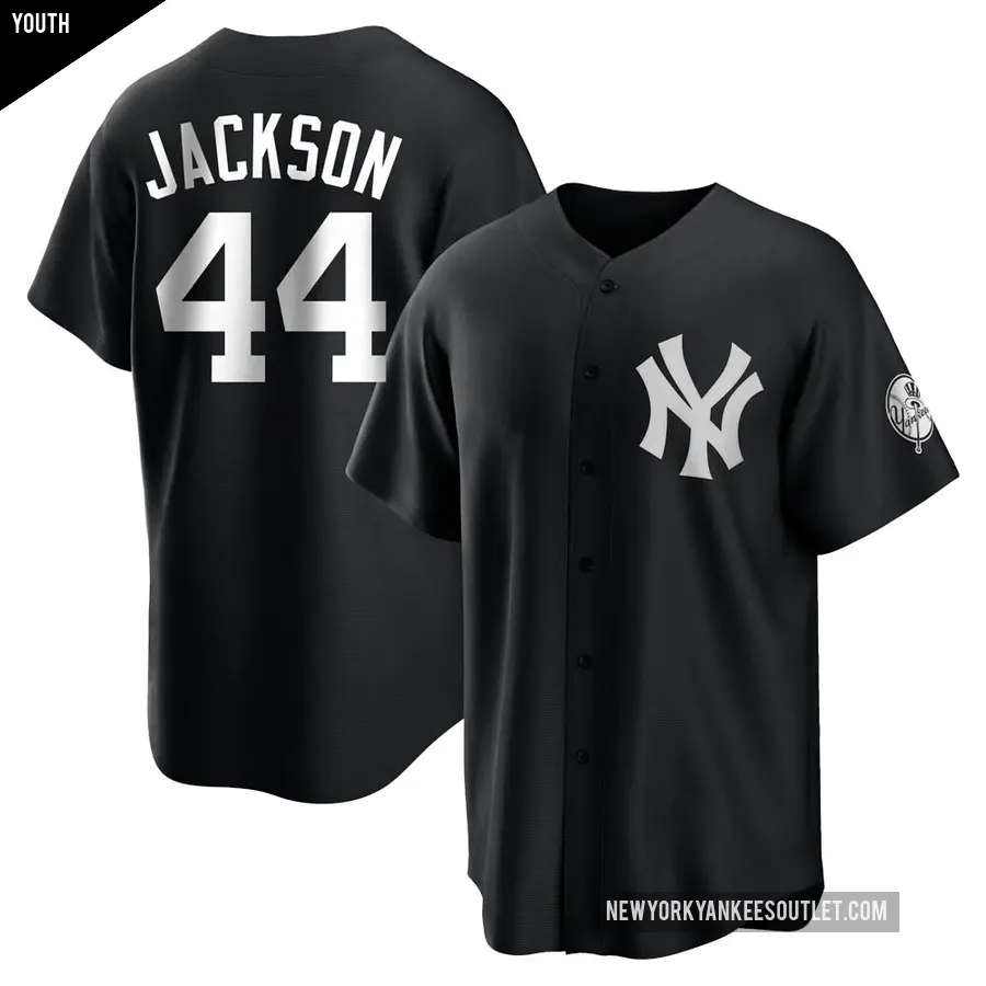 Youth New York Yankees ＃44 Reggie Jackson Replica Black/White Jersey