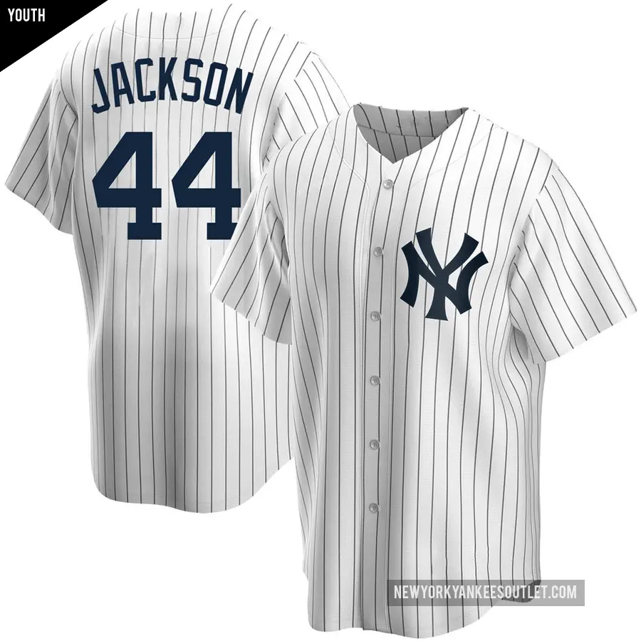 Youth New York Yankees ＃44 Reggie Jackson Replica White Home Jersey