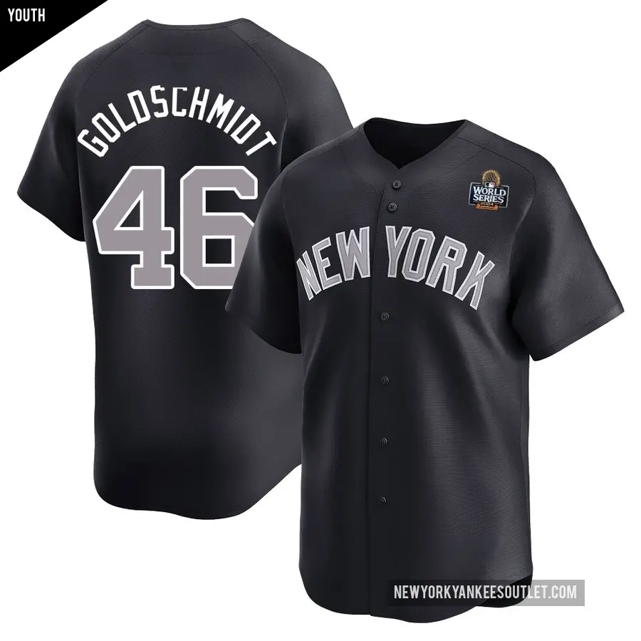 Youth New York Yankees ＃46 Paul Goldschmidt Limited Gold Navy Alternate 2024 World Series Jersey